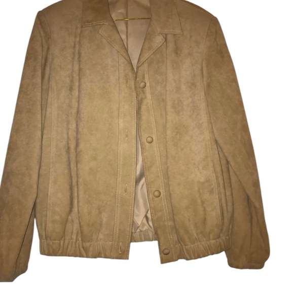 Olympic Fashions Ultrasuede Tan Bomber Jacket Men’s Size XL Vintage Style - Picture 4 of 16